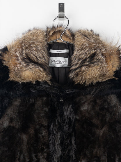 Yves Saint Laurent Rive Gauche by Tom Ford 2000s Fur Leather Bomber Jacket