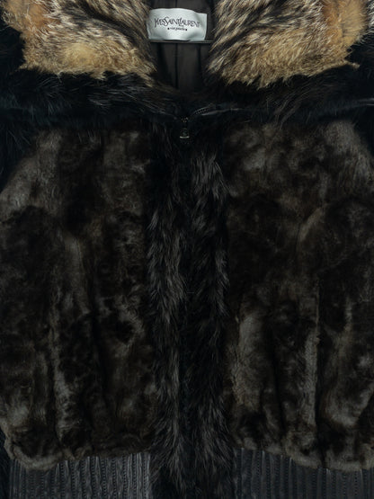 Yves Saint Laurent Rive Gauche by Tom Ford 2000s Fur Leather Bomber Jacket