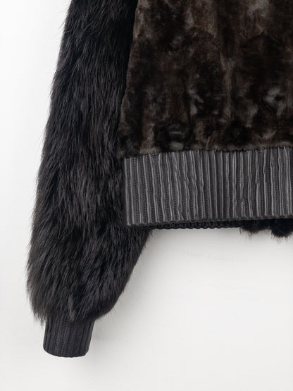 Yves Saint Laurent Rive Gauche by Tom Ford 2000s Fur Leather Bomber Jacket