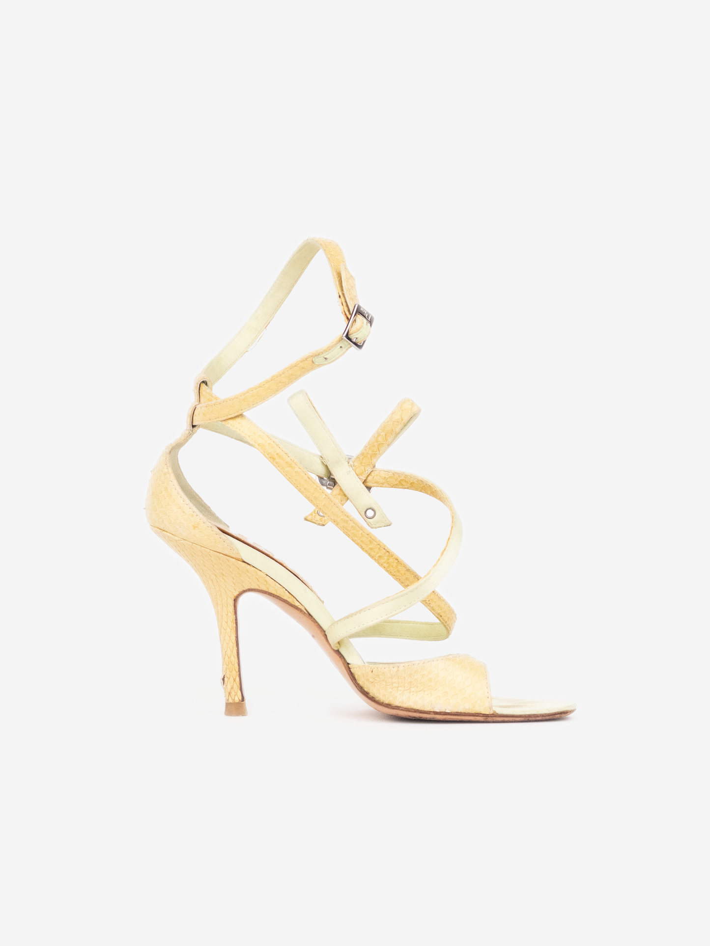 Dior by Galliano 2000s Rhinestone Bow Python Snakeskin Sandal Heels