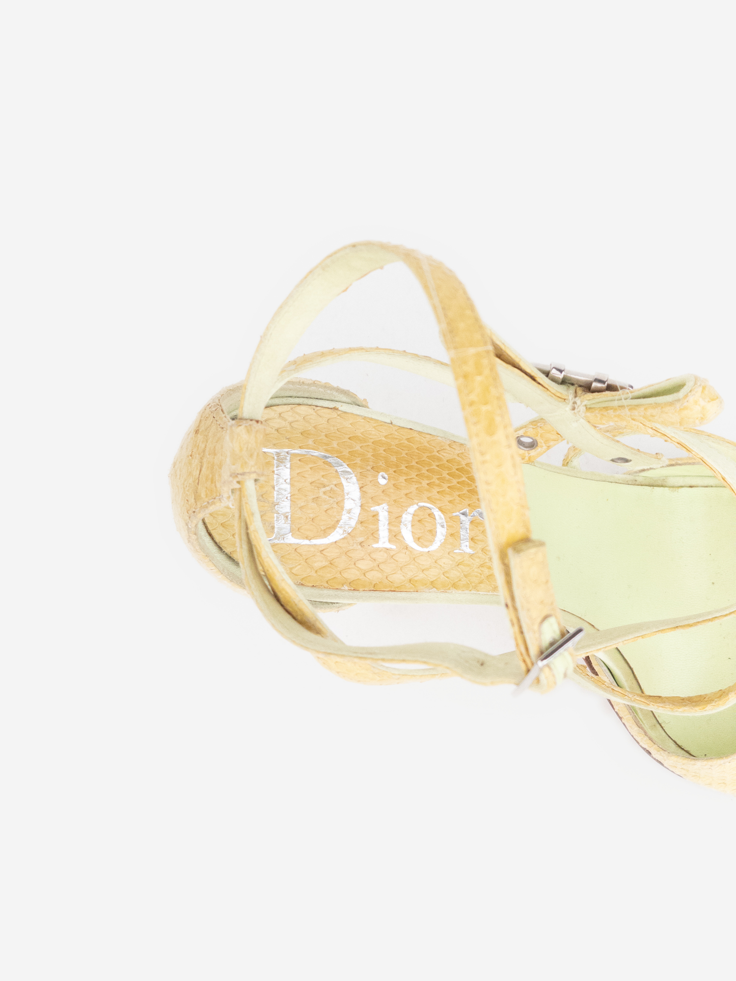 Dior by Galliano 2000s Rhinestone Bow Python Snakeskin Sandal Heels