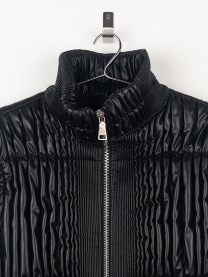 Prada AW08 Ripple Shirring Faux Leather Puffer Jacket