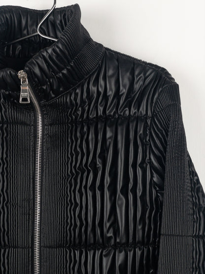 Prada AW08 Ripple Shirring Faux Leather Puffer Jacket
