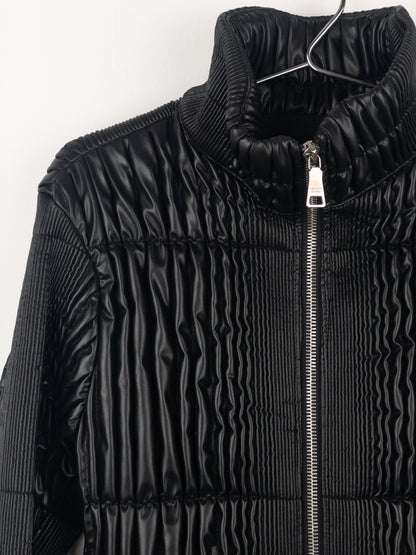 Prada AW08 Ripple Shirring Faux Leather Puffer Jacket
