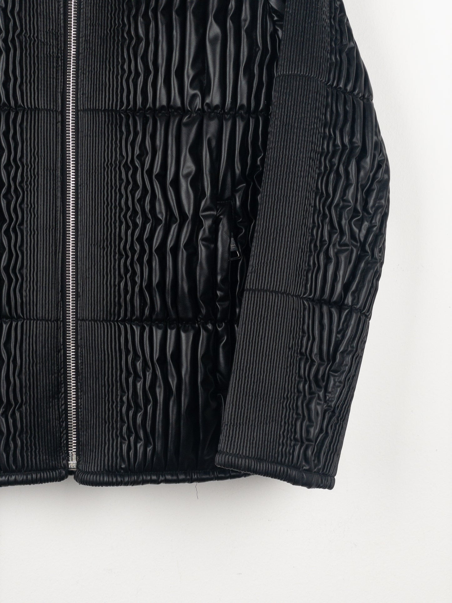 Prada AW08 Ripple Shirring Faux Leather Puffer Jacket