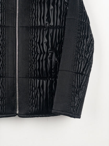 Prada AW08 Ripple Shirring Faux Leather Puffer Jacket