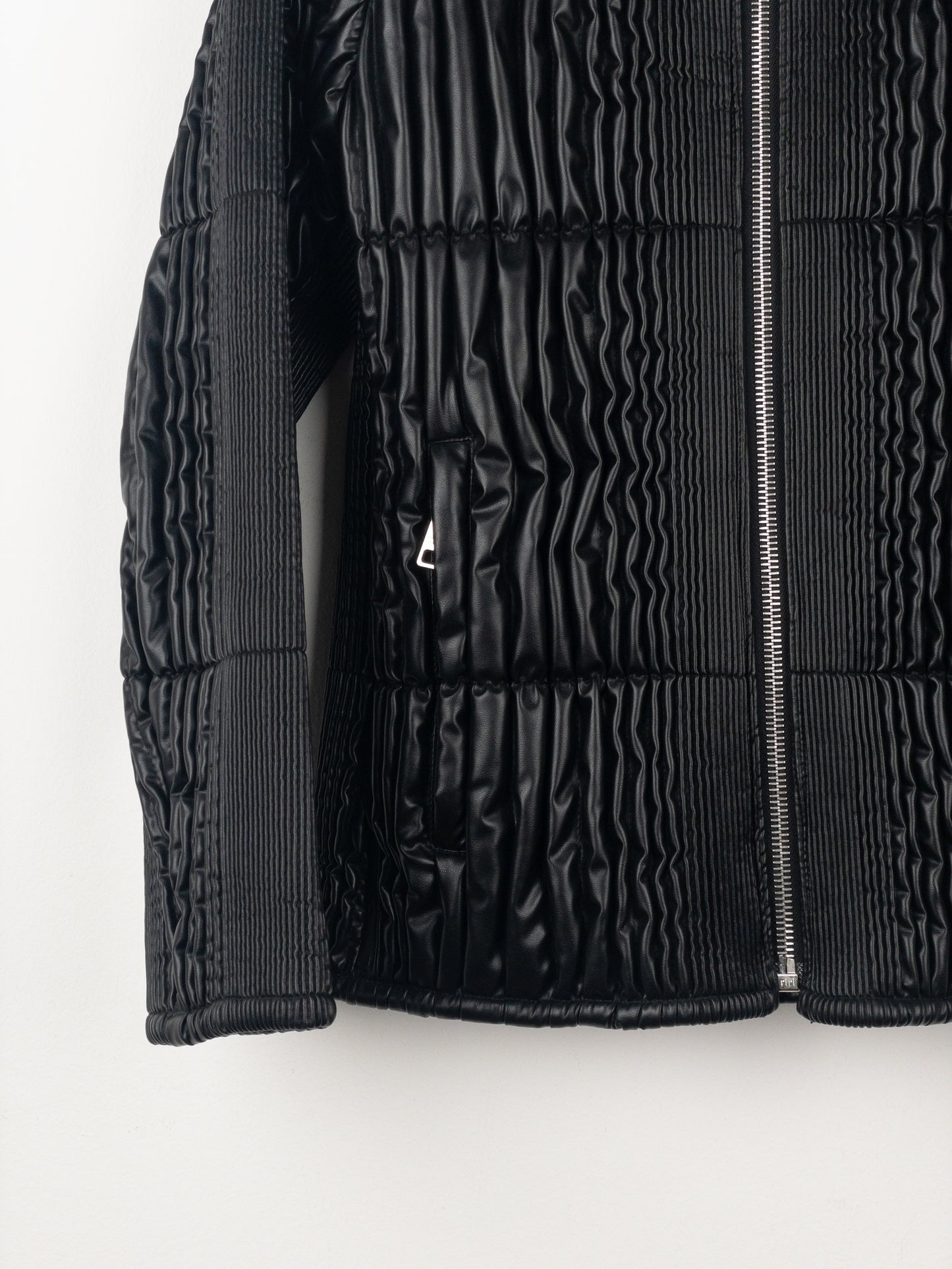Prada AW08 Ripple Shirring Faux Leather Puffer Jacket
