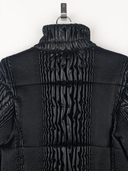 Prada AW08 Ripple Shirring Faux Leather Puffer Jacket