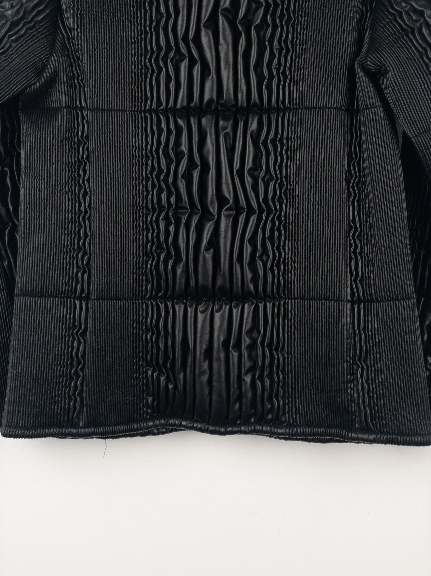 Prada AW08 Ripple Shirring Faux Leather Puffer Jacket