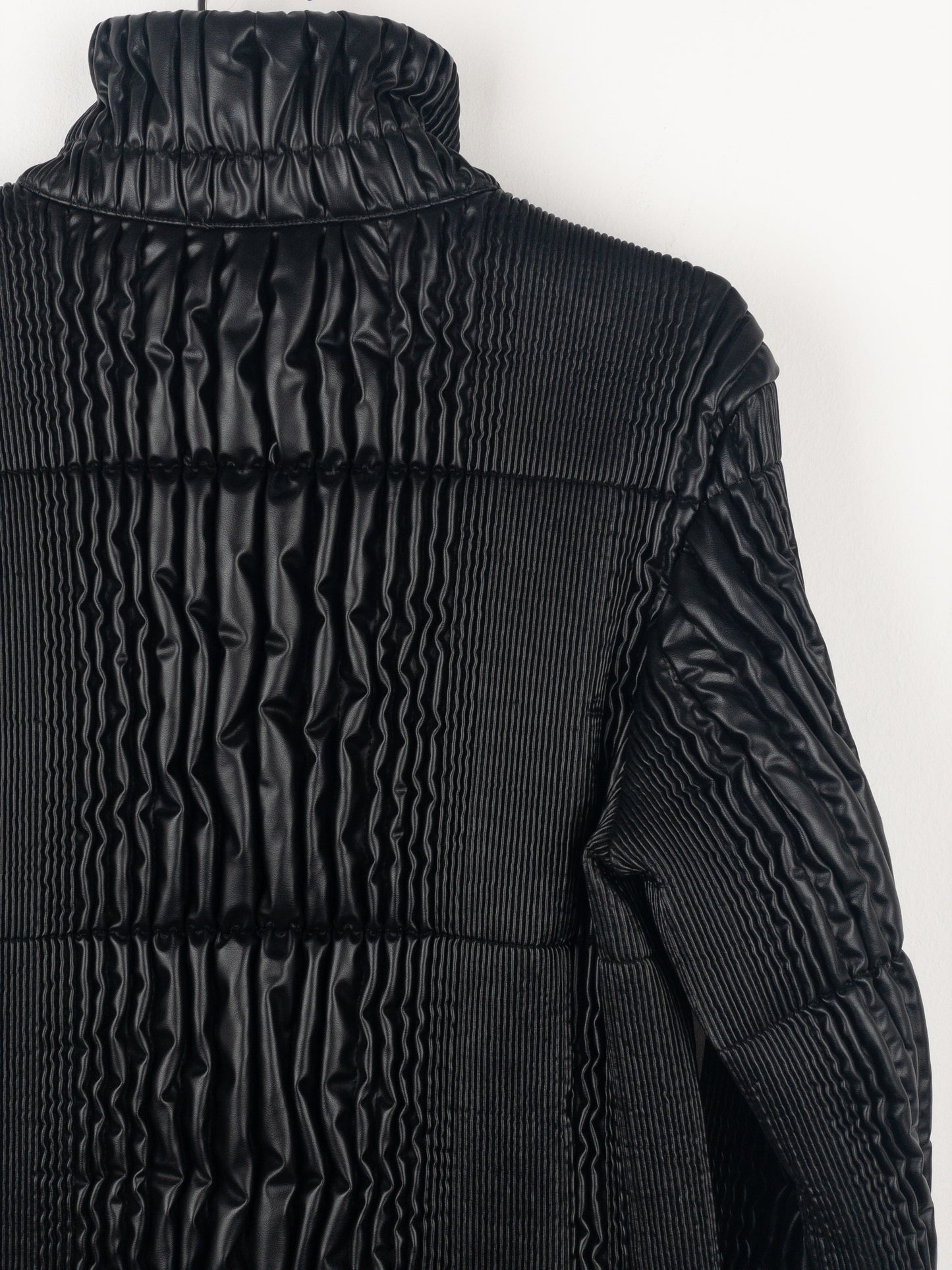 Prada AW08 Ripple Shirring Faux Leather Puffer Jacket