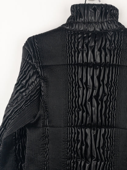 Prada AW08 Ripple Shirring Faux Leather Puffer Jacket