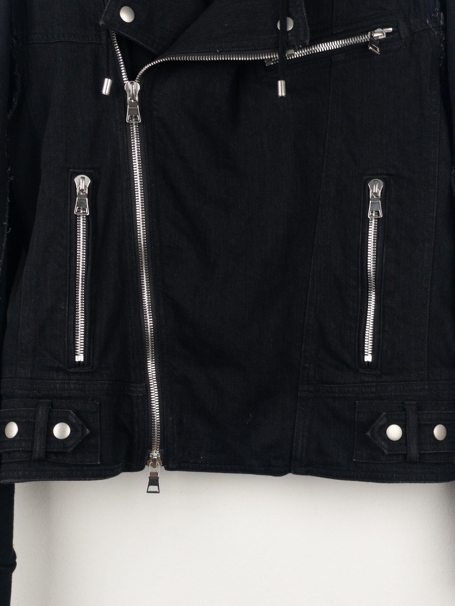 Balmain Hooded Denim Perfecto Biker Jacket