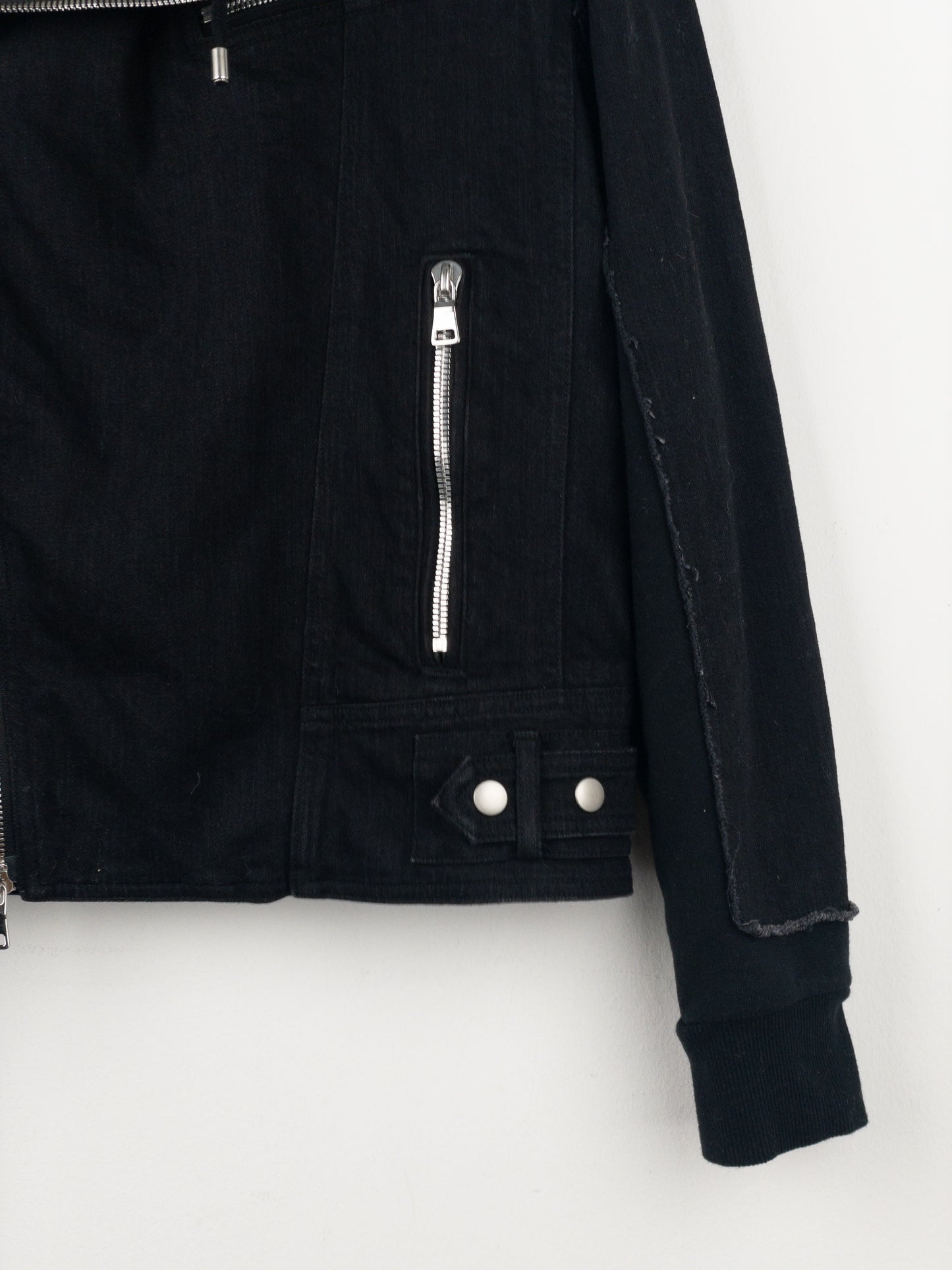 Balmain Hooded Denim Perfecto Biker Jacket