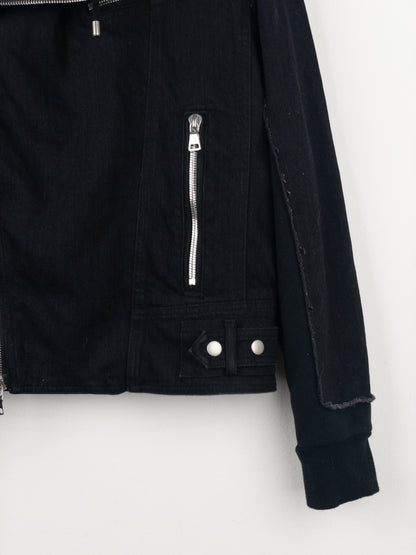 Balmain Hooded Denim Perfecto Biker Jacket