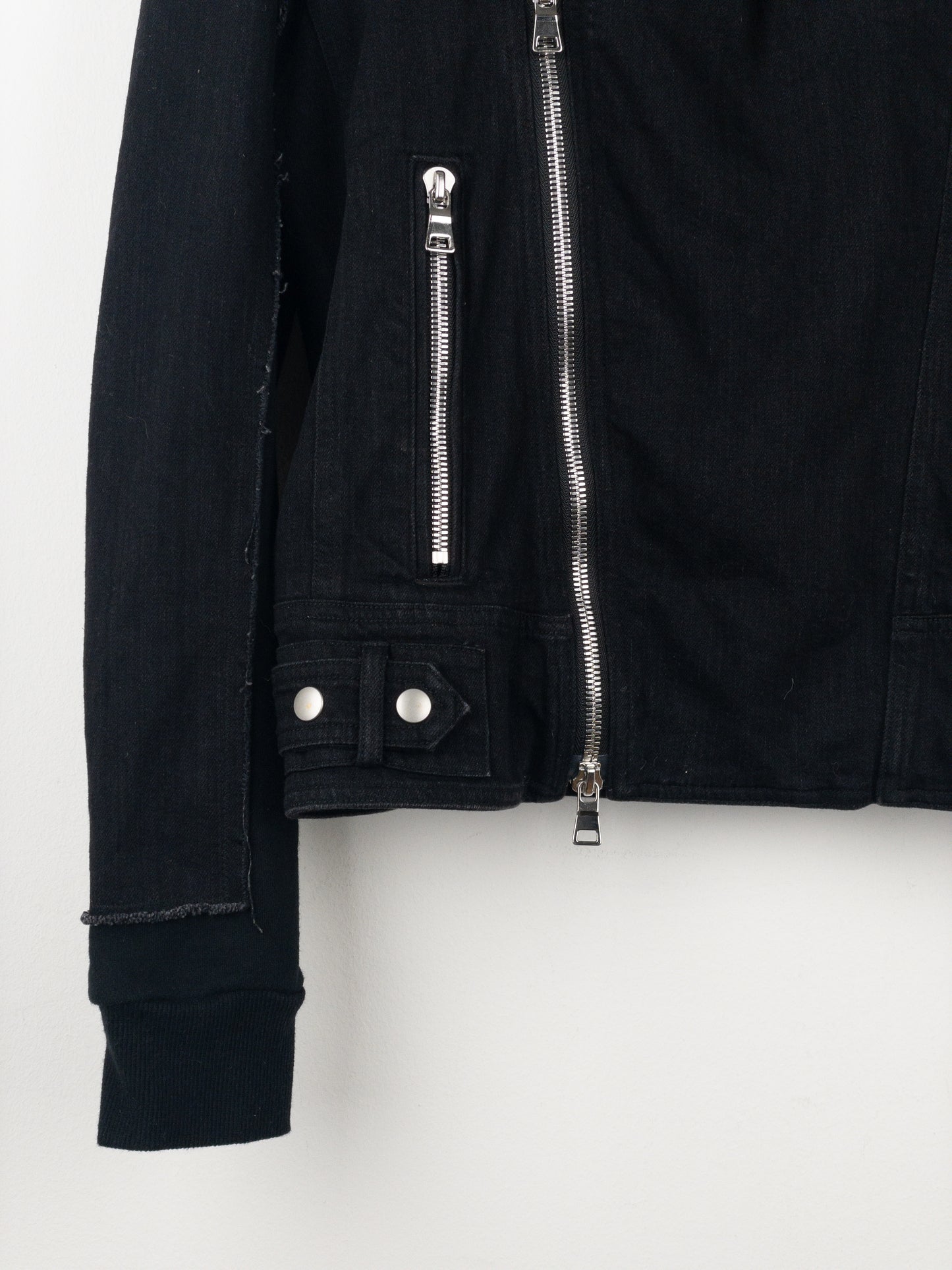 Balmain Hooded Denim Perfecto Biker Jacket