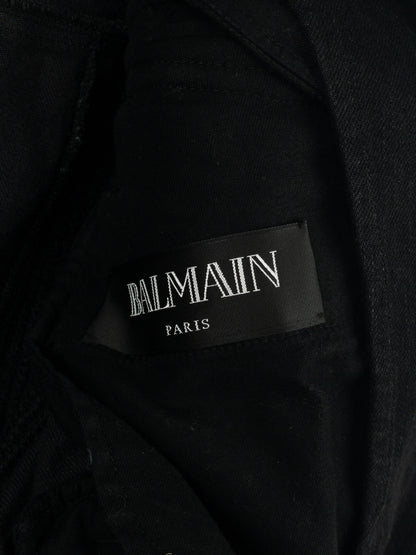Balmain Hooded Denim Perfecto Biker Jacket
