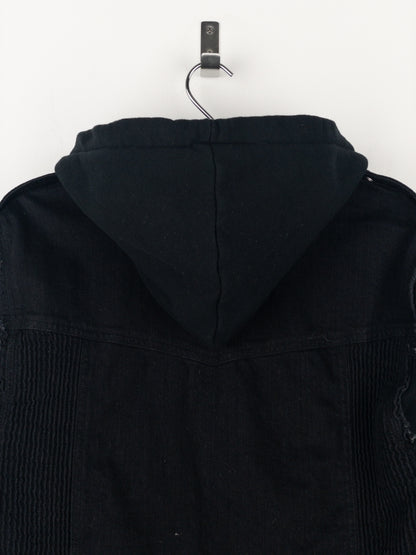 Balmain Hooded Denim Perfecto Biker Jacket