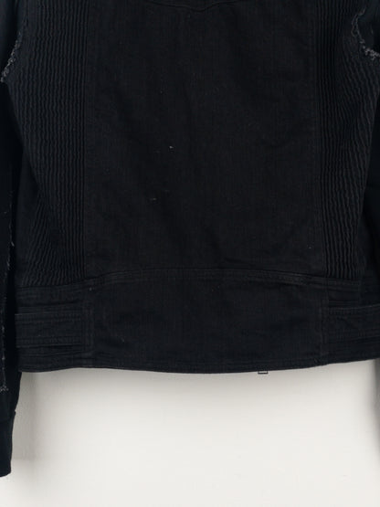 Balmain Hooded Denim Perfecto Biker Jacket