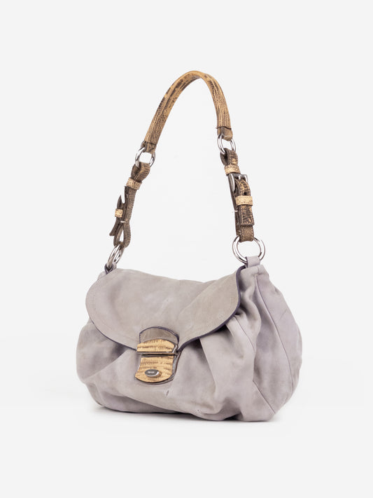 Prada 2000s Suede Lizard Buckle Hobo Shoulder Bag – photo 2