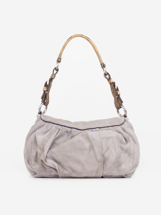 Prada 2000s Suede Lizard Buckle Hobo Shoulder Bag – photo 3
