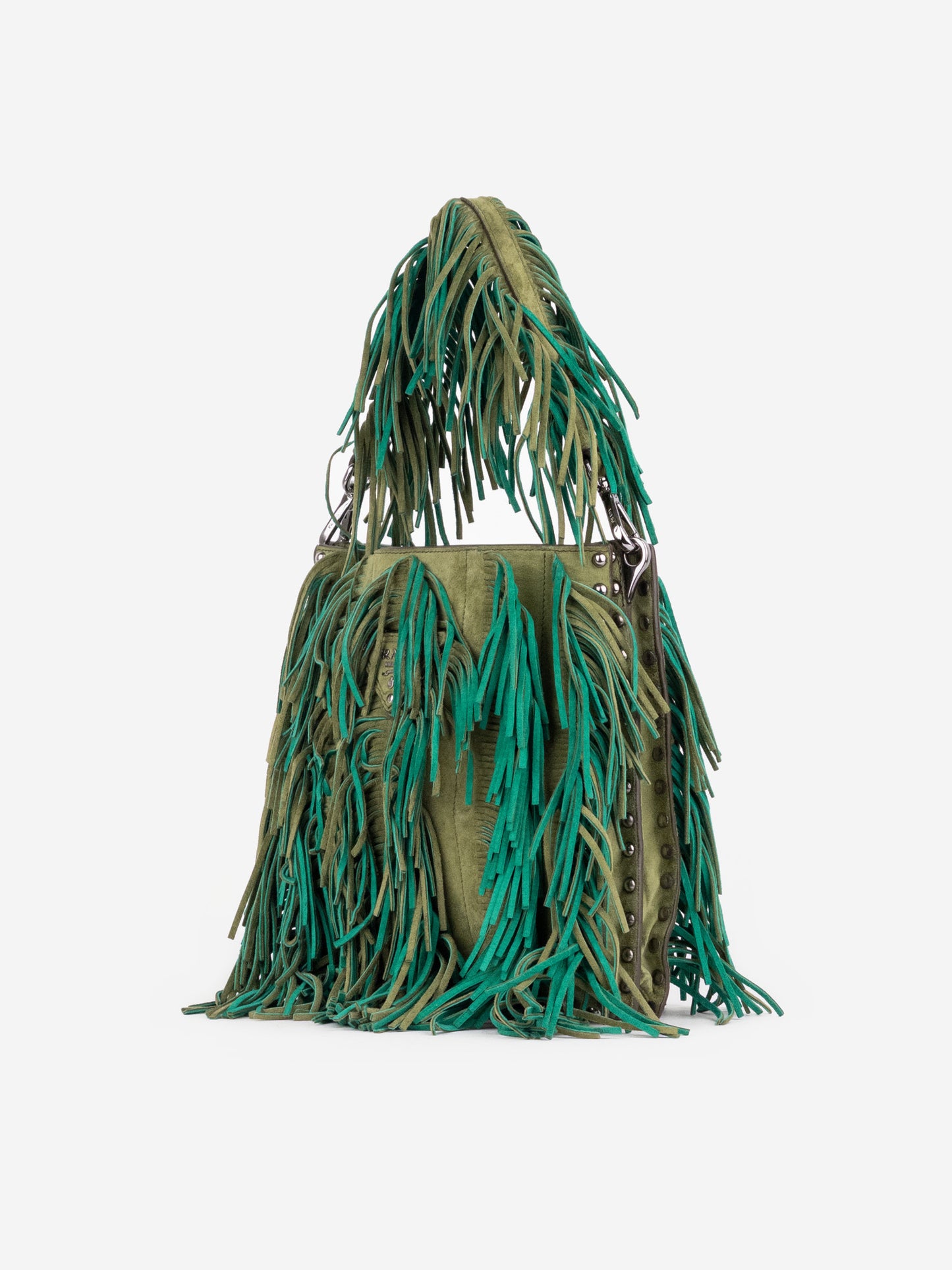Prada SS07 Two-Tone Suede Fringe Hobo Shoulder Bag