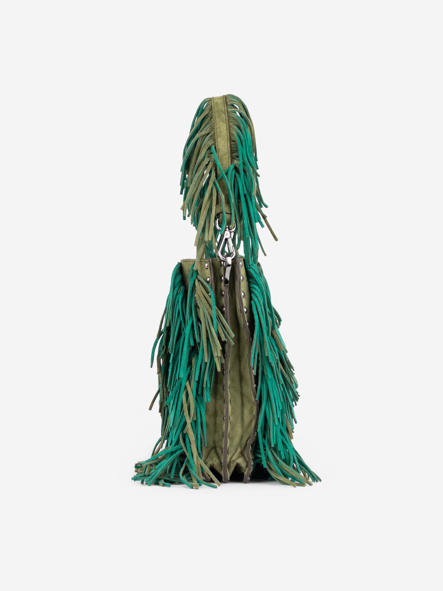 Prada SS07 Two-Tone Suede Fringe Hobo Shoulder Bag