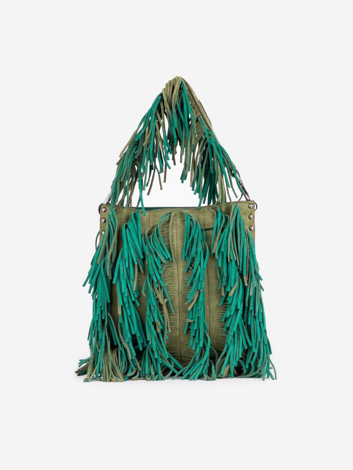 Prada SS07 Two-Tone Suede Fringe Hobo Shoulder Bag
