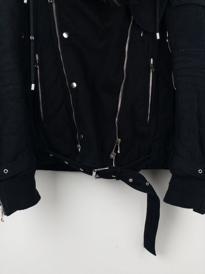 Balmain by Olivier Rousteing AW13 Fur-Hood Biker Bondage Parka Jacket
