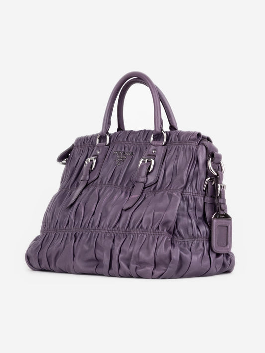 Prada 2000s Ruched Gaufre Shopper Tote Handbag – photo 2