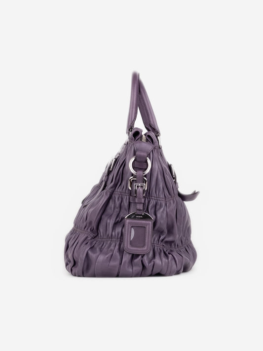 Prada 2000s Ruched Gaufre Shopper Tote Handbag – photo 3