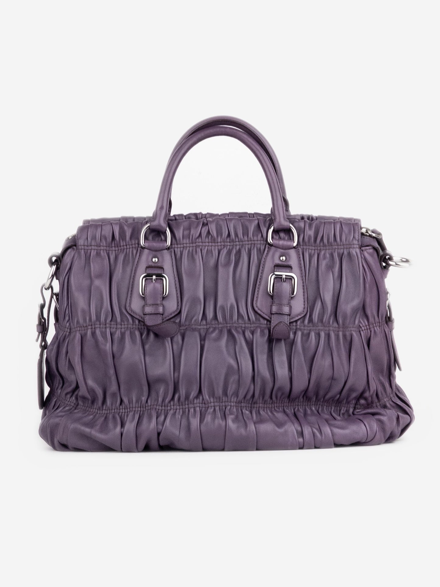 Prada 2000s Ruched Gaufre Shopper Tote Handbag