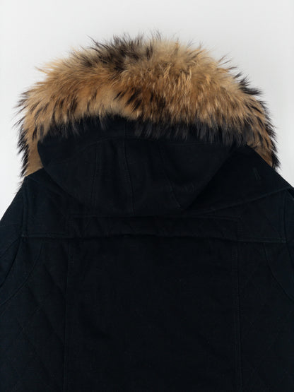 Balmain by Olivier Rousteing AW13 Fur-Hood Biker Bondage Parka Jacket