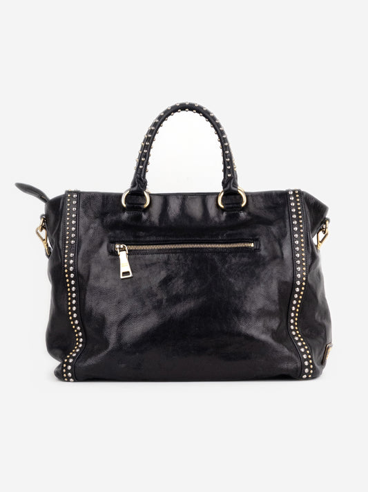 Prada 2000s Studded Leather Shopper Tote Handbag – photo 3