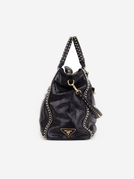 Prada 2000s Studded Leather Shopper Tote Handbag – photo 4