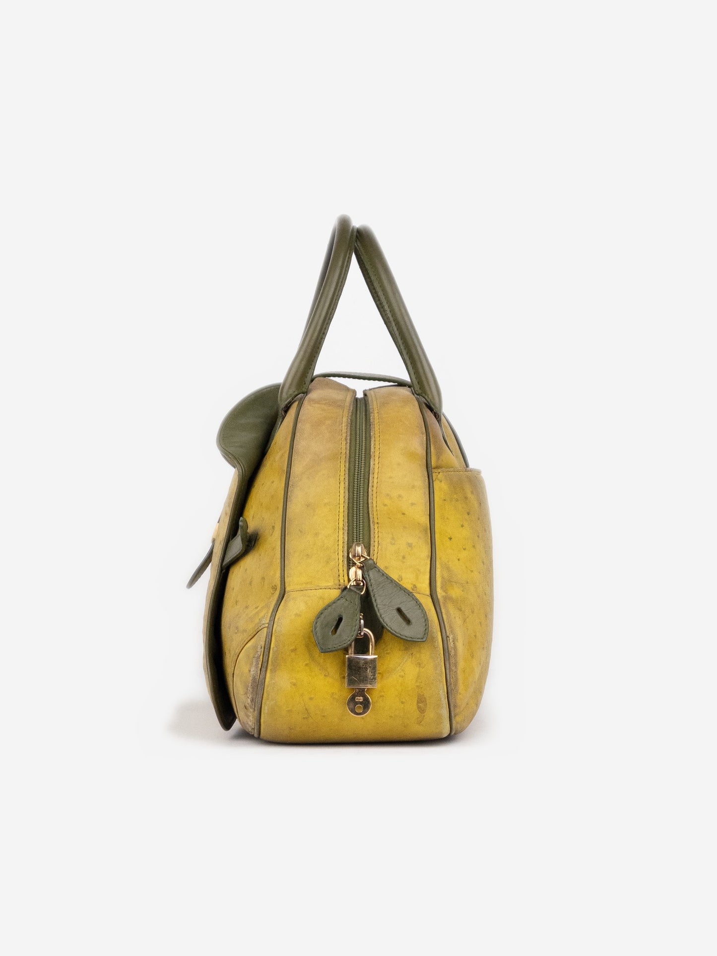 Dior by Galliano AW00 Limited Edition Ostrich Saddle Bowling Shoulder Bag