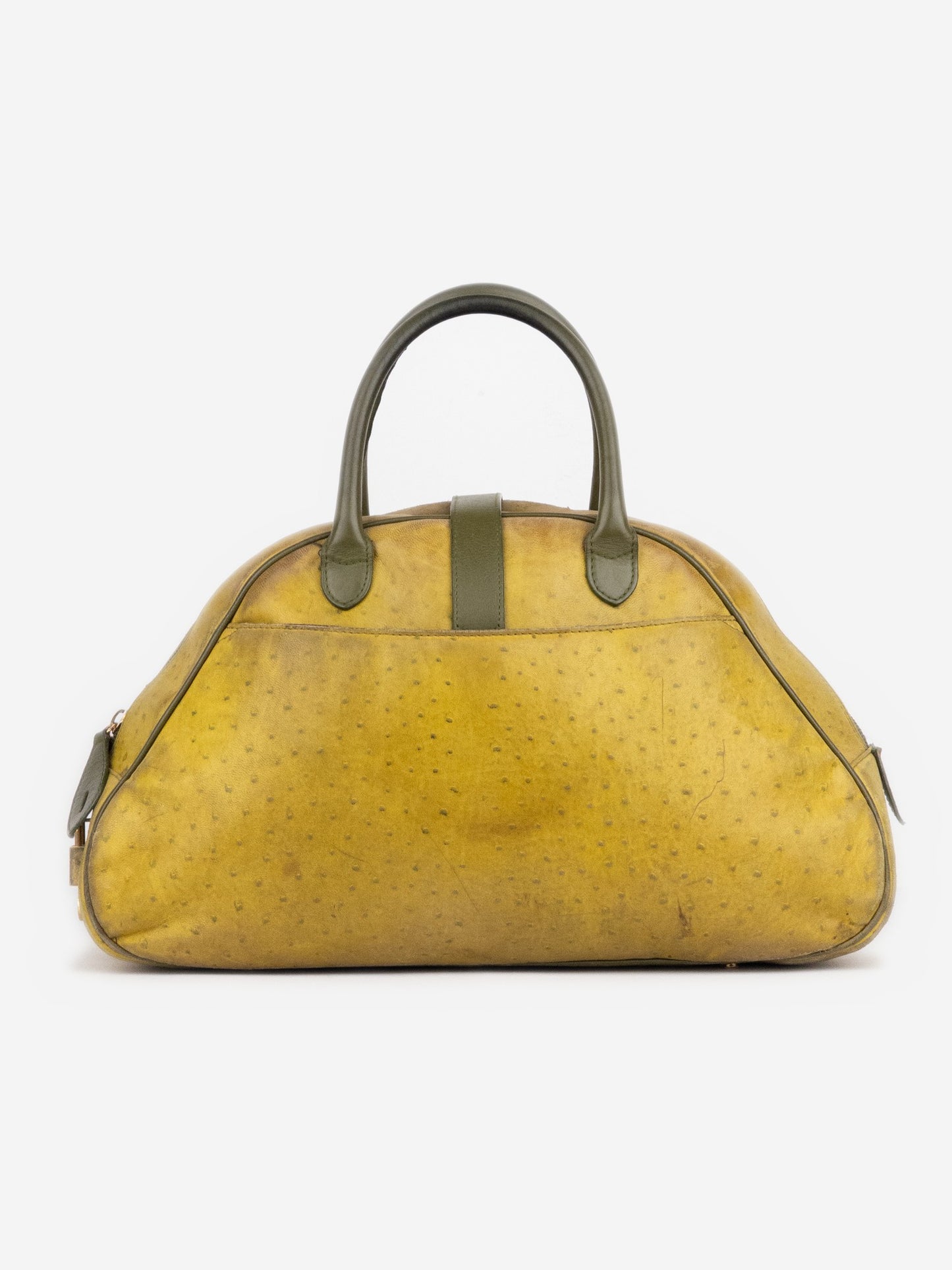 Dior by Galliano AW00 Limited Edition Ostrich Saddle Bowling Shoulder Bag