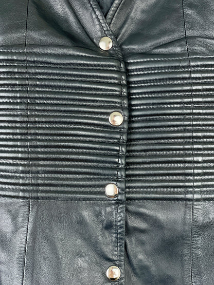 Helmut Lang 80s `Vienna Era´ Ribbed Leather Biker Vest