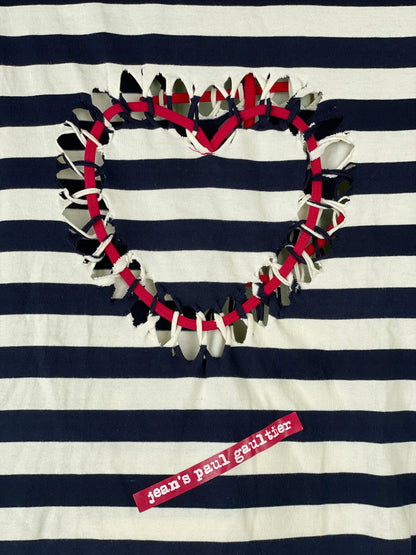 Jean Paul Gaultier 90s Sailor-Striped Heart&Anchor Cutout Longsleeve Shirt