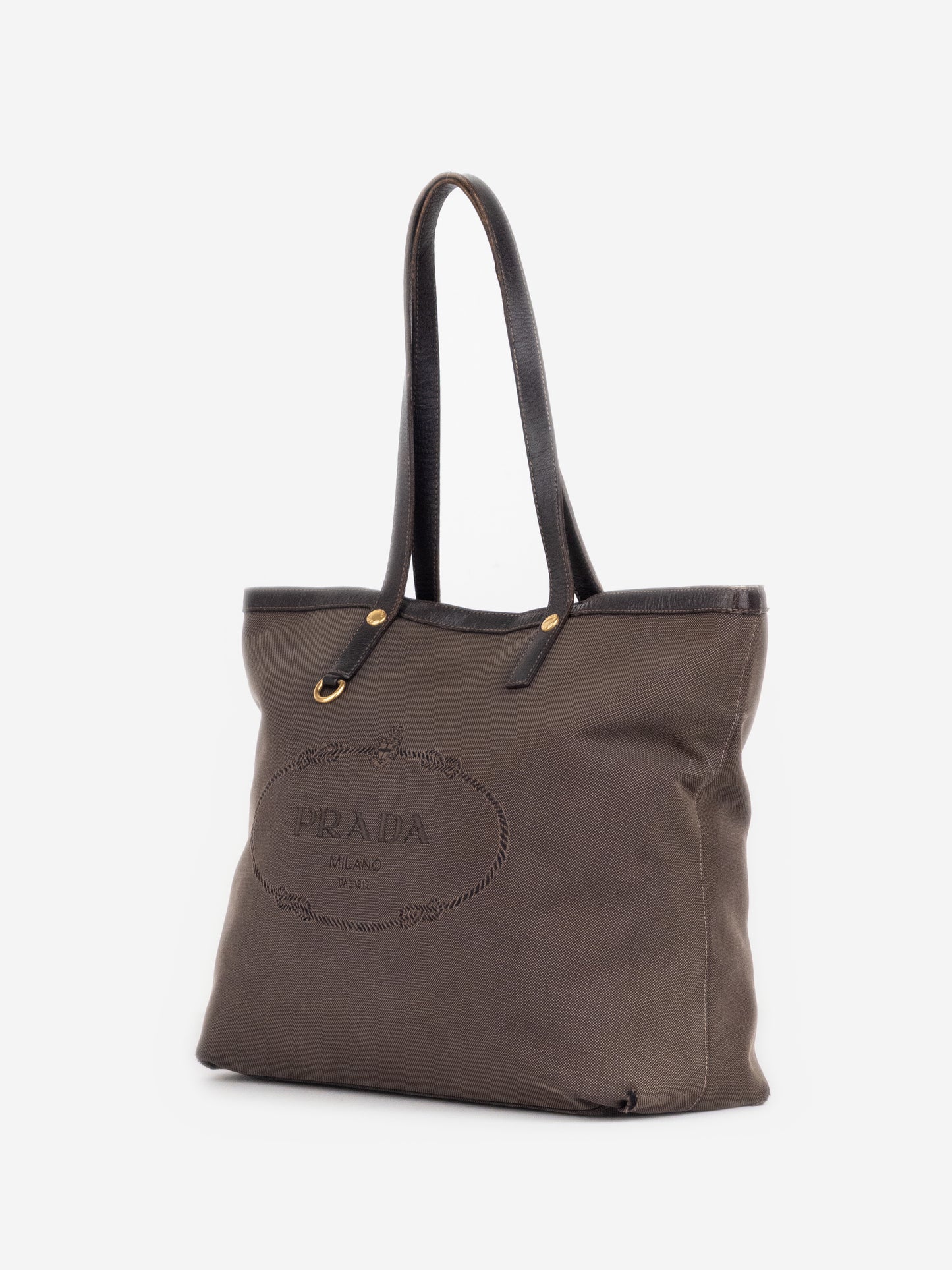 Prada 2000s Jacquard Canvas Shopper Tote Handbag