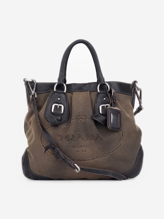 Prada 2000s Jacquard Canvas Shopper Handbag
