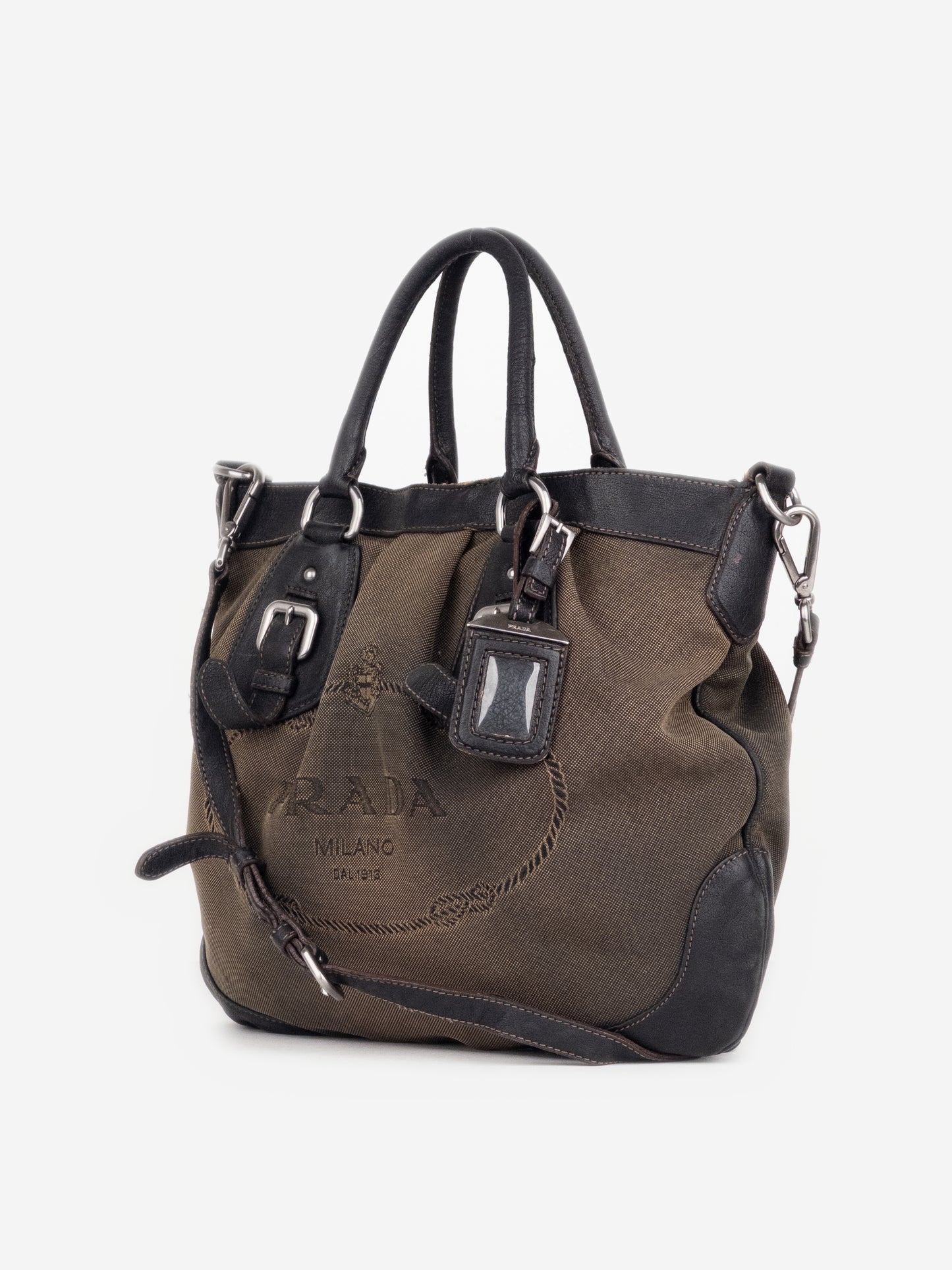 Prada 2000s Jacquard Canvas Shopper Handbag
