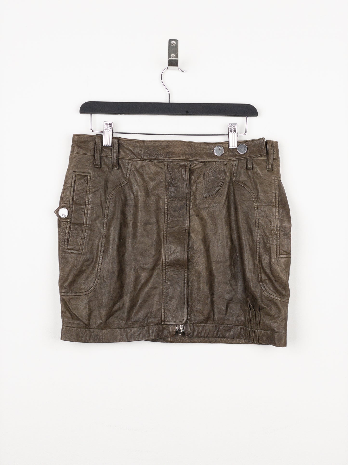 Dior by Galliano SS06 Leather Military Cargo Mini Skirt