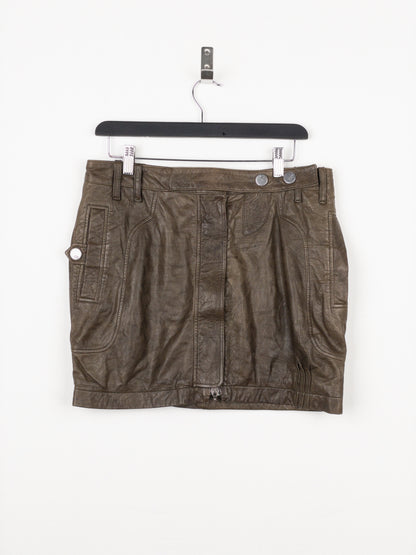 Dior by Galliano SS06 Leather Military Cargo Mini Skirt