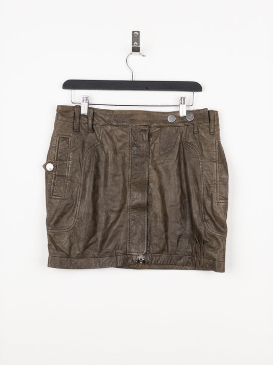 Dior by Galliano SS06 Leather Military Cargo Mini Skirt