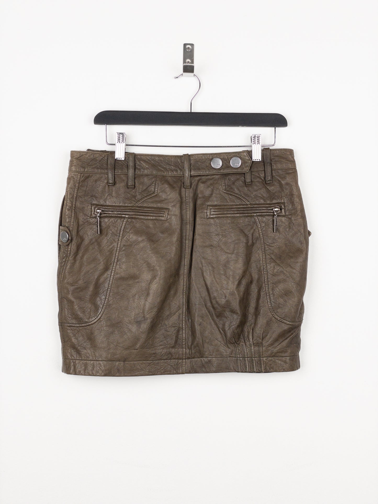 Dior by Galliano SS06 Leather Military Cargo Mini Skirt
