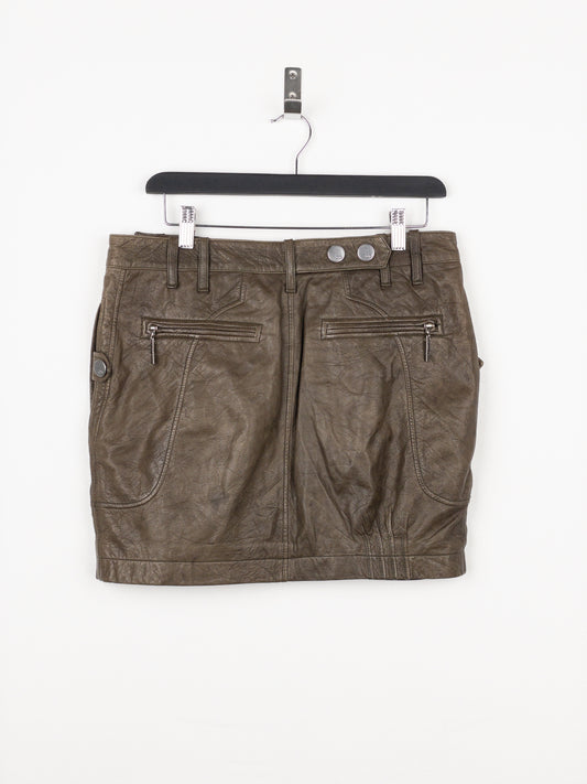 Dior by Galliano SS06 Leather Military Cargo Mini Skirt