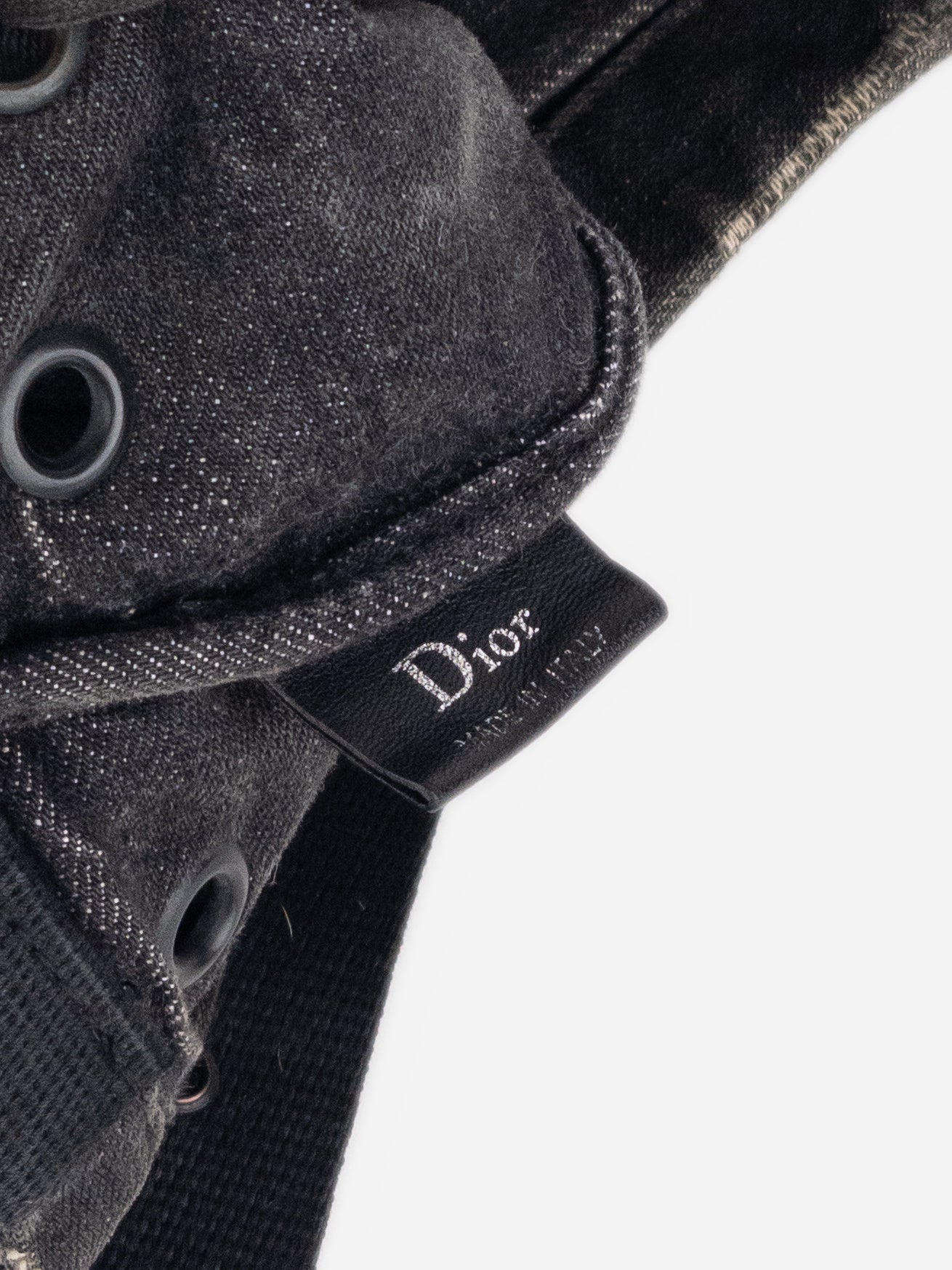 Dior Homme by Hedi Slimane SS04 'Strip' Waxed Distressed Grommet Shoulder Bag