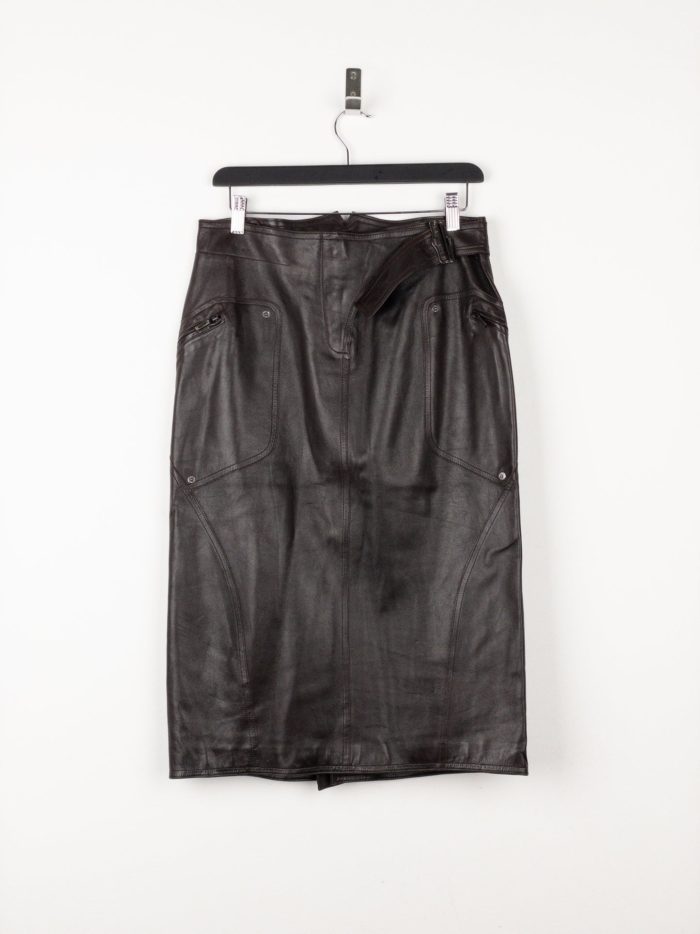 Dior by Galliano AW03 Bondage Biker Leather Midi Skirt