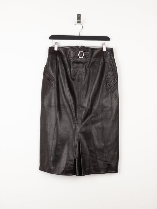 Dior by Galliano AW03 Bondage Biker Leather Midi Skirt