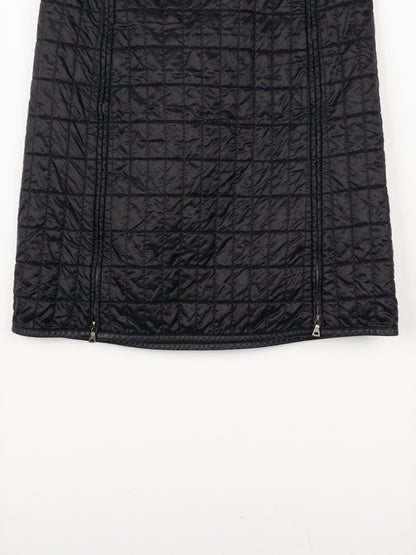 Prada AW99 Linea Rossa Red Tab Padded Quilted Zipper Midi Skirt
